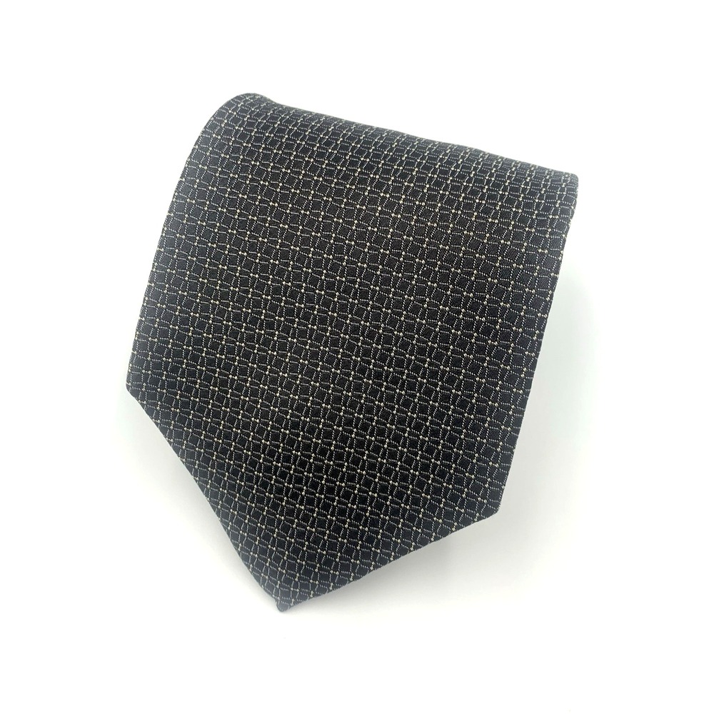 Donna‎ Karan Signature Black Gray Geometric 100% Silk Men's Tie  - 58" x 3 7/8"